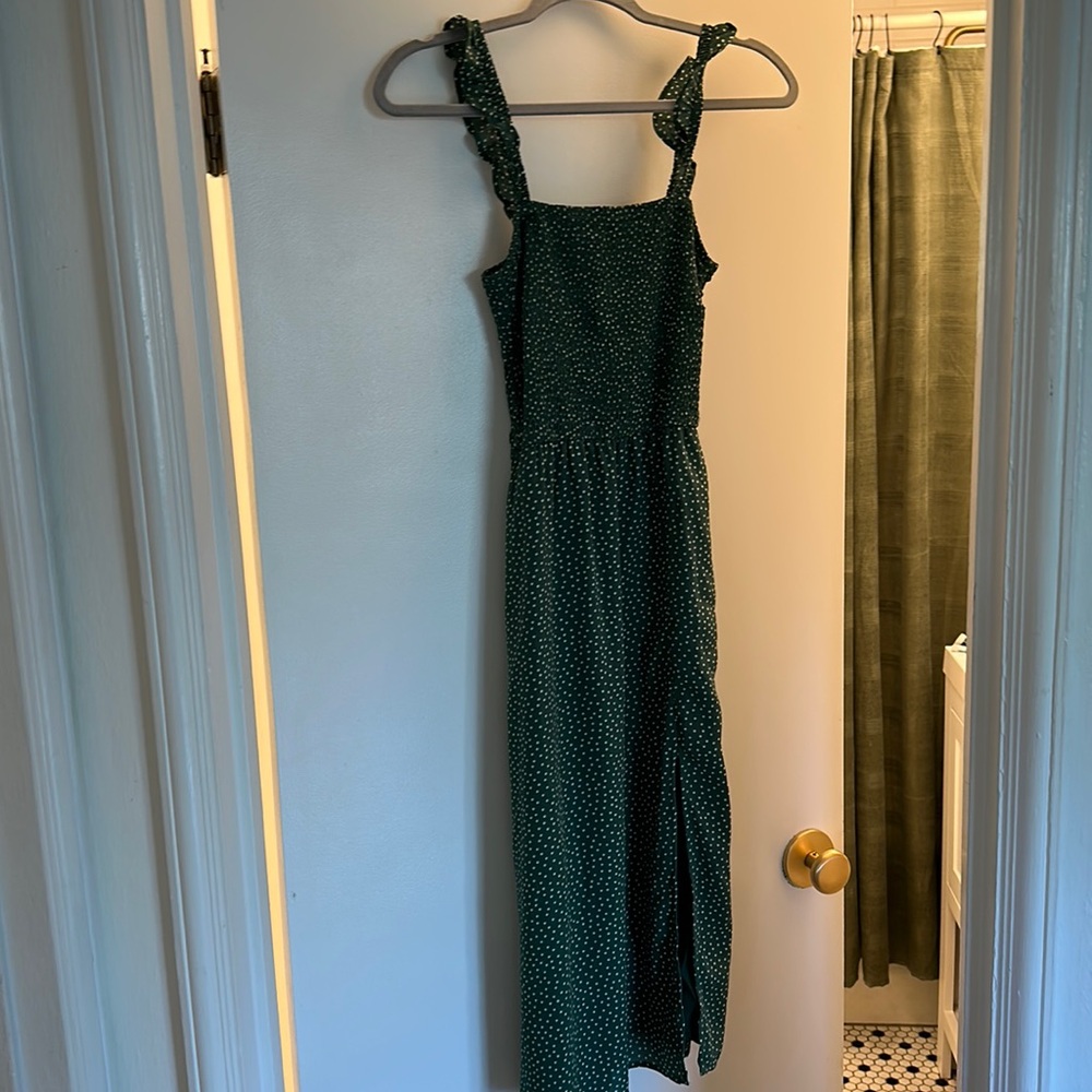 Abercrombie & Fitch Dark Green Polka Dot Midi Dress